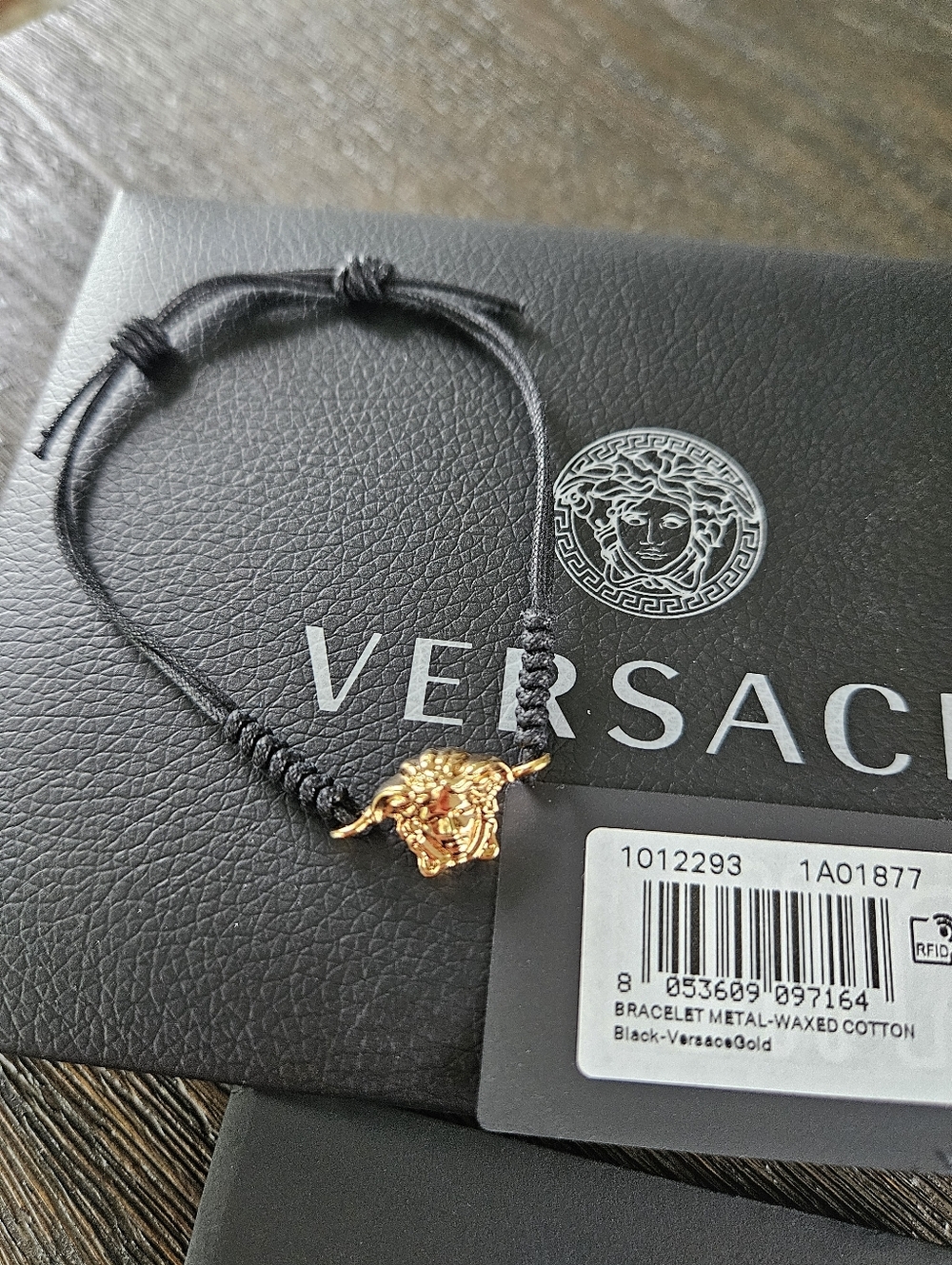 Versace Medusa Black And Gold Adjustable Bracelet - Picture 4 of 6